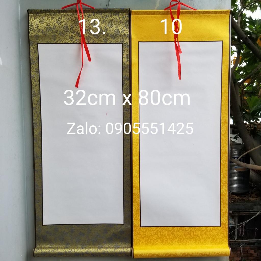 Set 4 tấm biểu bồi lụa viết thư pháp Kích thước 32cm x 80cm. Nghiêng giấy bút mực biểu lụa thư pháp.