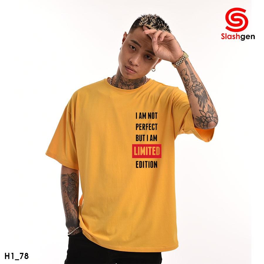 Áo Thun nam tay lỡ H1_78 Limited Xanh Ngực Trái 100% Cotton