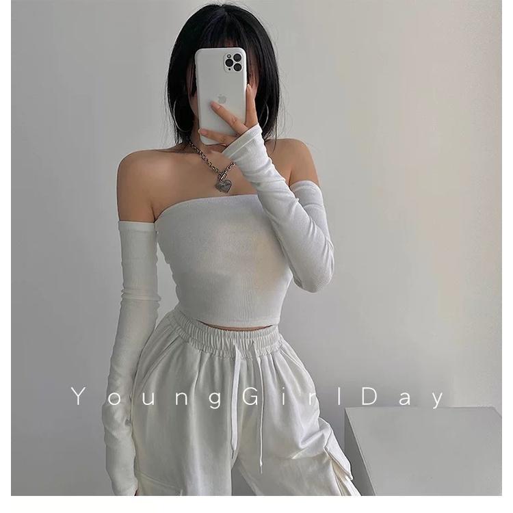 MS544 Áo quây dài tay, áo kiểu quây croptop tay rời