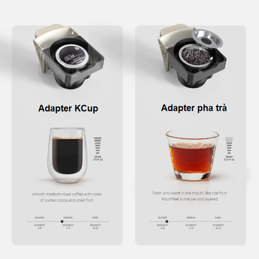 Máy pha cà phê 6 trong 1 Espresso, Viên Nén Nespresso, Nescafe Dolcegusto, Kcup, Túi ESE POD và Trà - Thương hiệu Mỹ cao cấp HiBREW H1B - Hàng Nhập Khẩu