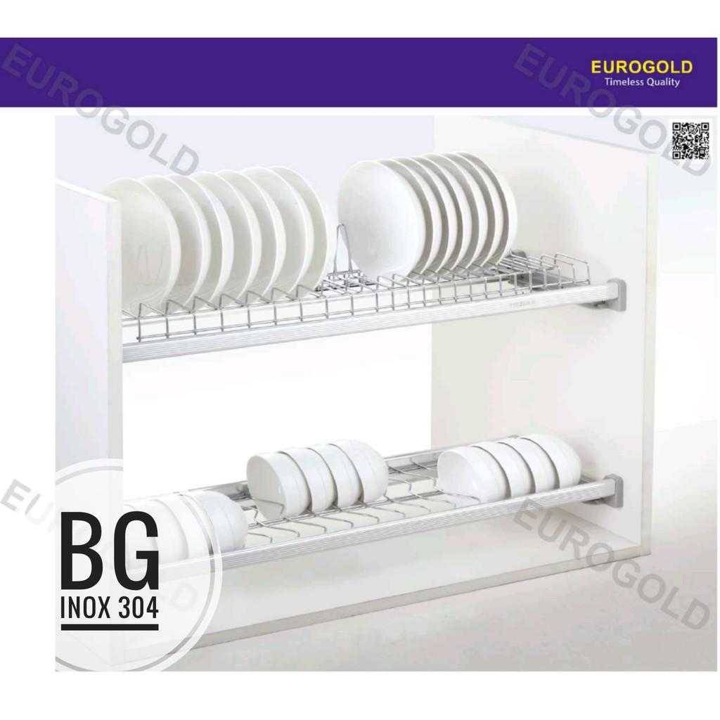 Giá bát cố định 2 tầng bằng inox nan tròn bóng, nhập khẩu của hãng Eurogold