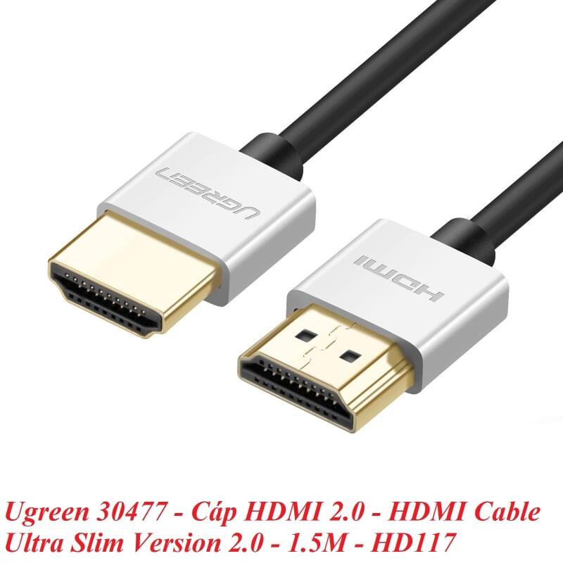 Ugreen UG30477HD117TK 1.5M màu Bạc Cáp tín hiệu HDMI chuẩn 2.0 sợi siêu nhỏ cao cấp - HÀNG CHÍNH HÃNG