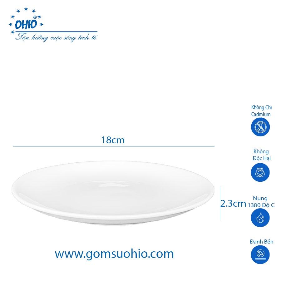 Đĩa Nông Ảo 18cm Sứ Trắng OHIO