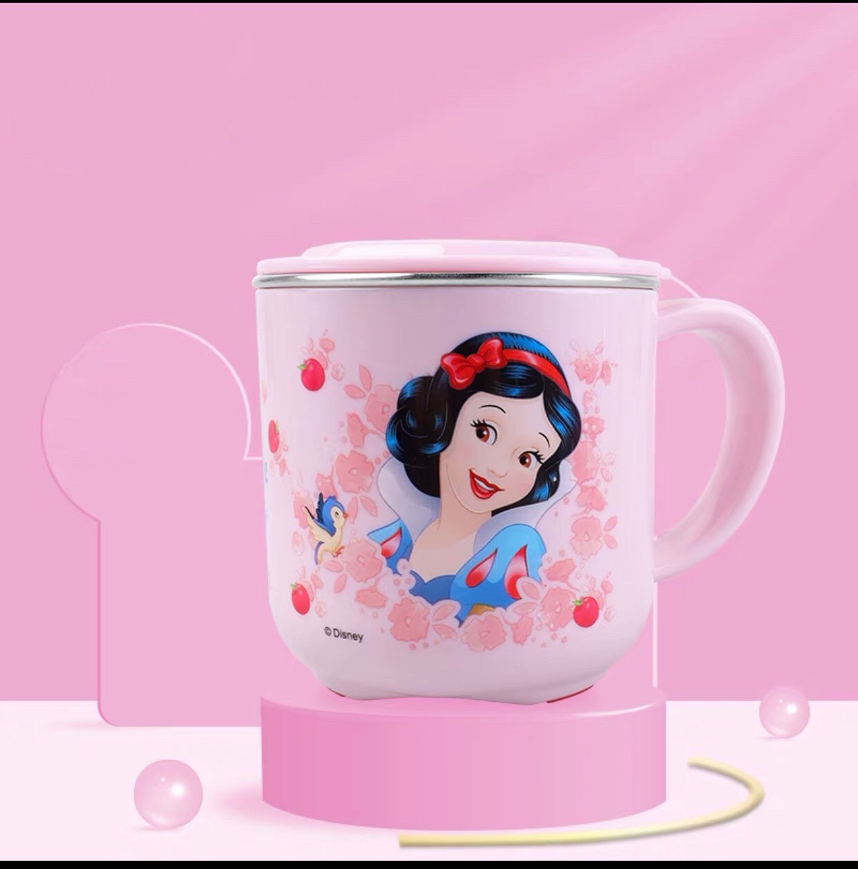 Ly inox giữ nhiệt 260ml hình công chúa Bạch Tuyết siêu xinh cho bé gái - PDW21125-W