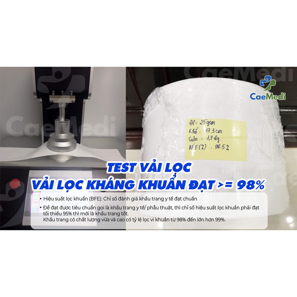 Khẩu trang y tế CAEMEDI 3 lớp Xanh cao cấp, kháng khuẩn, lọc bụi bẩn đạt chuẩn BFE, FDA xuất khẩu Châu Âu - Hộp 50 cái