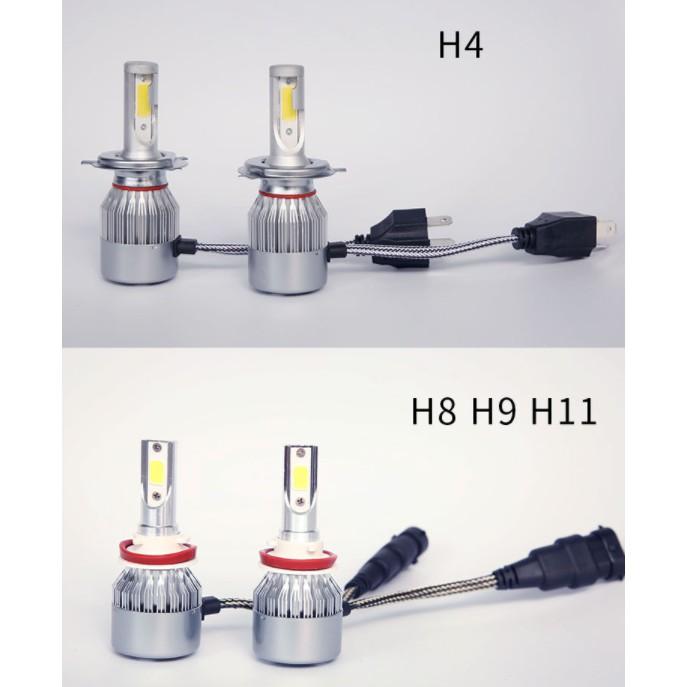 Set 2 bóng đèn pha LED 12V H4 H7 H8 H11 H1 HB3 HB4 9006 9012 7600LM 6000K 72W 12V cho xe hơi