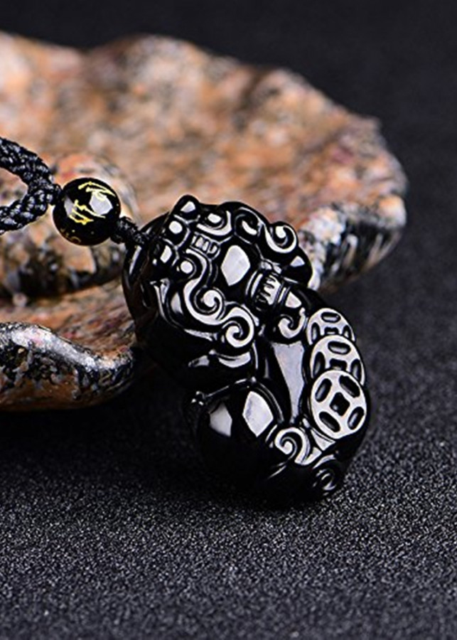 Mặt Dây Chuyền Tỳ Hưu Opal Đen Tự Nhiên Tặng Kèm Dây Đeo 45CM