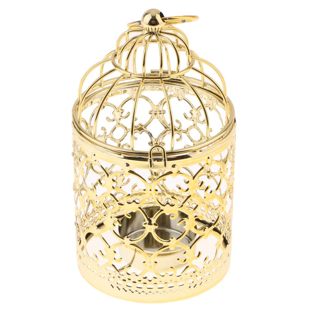 Bird Cage Candle Holder Vintage Metal Tealight Lantern Table Piece-A-Gold