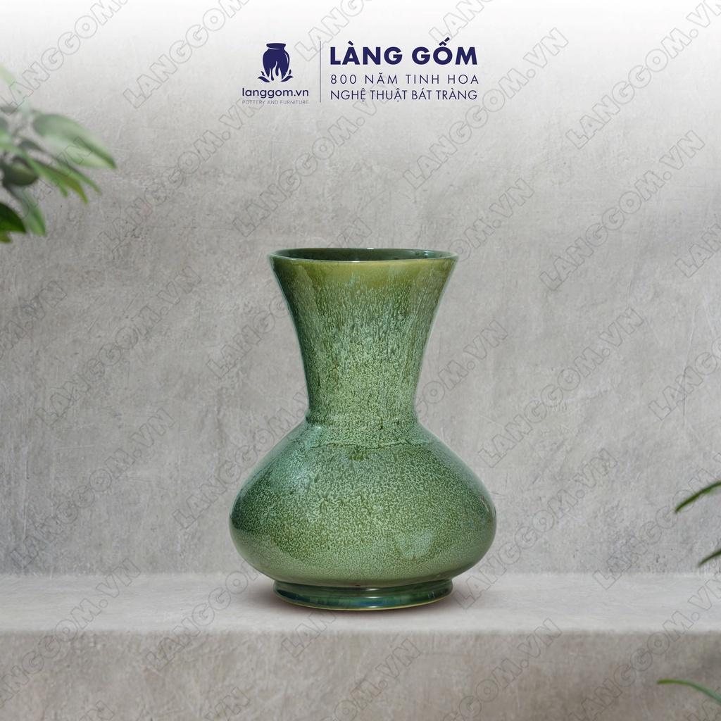 Bình hoa, lọ hoa Gốm sứ Bát Tràng cao cấp men hỏa biến dáng tỏi dẹt dùng làm quà tặng, trang trí - Làng Gốm Bát Tràng
