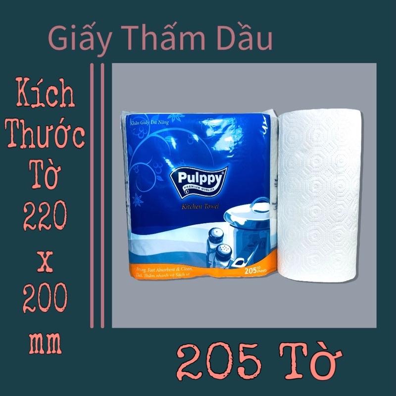 Giấy Thấm Dầu Mỡ Chuyên Dụng 205 Tờ Cho Bếp Đồ Chiên x2Lớp Pulppy 220x200mm Giấy Bếp Đa Năng