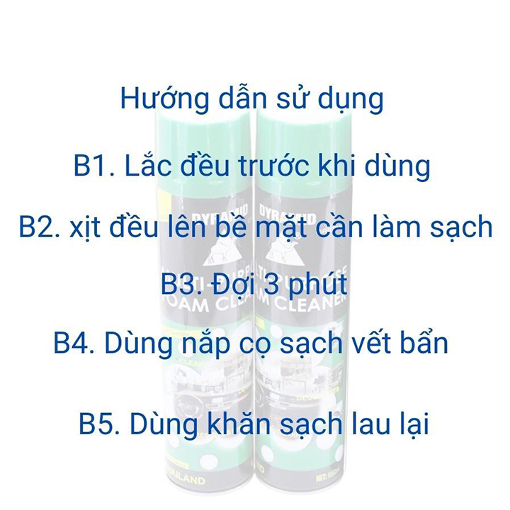 Combo 5 Chai Xịt Bọt Đa Năng Vệ Sinh Ghế Da Nỉ Nội Thất Ô Tô Màu Xanh