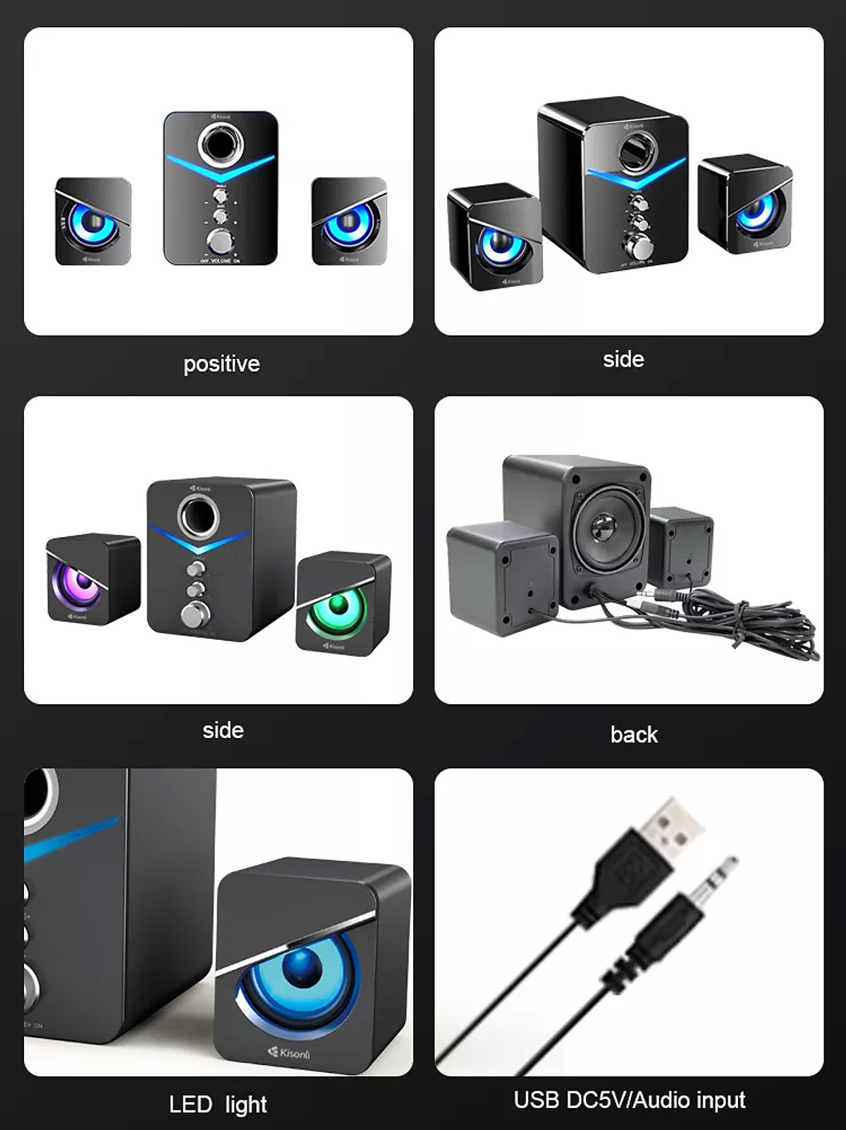 Bộ loa KISONLI U - 3100 2.1 - Loa máy tính đen và hồng