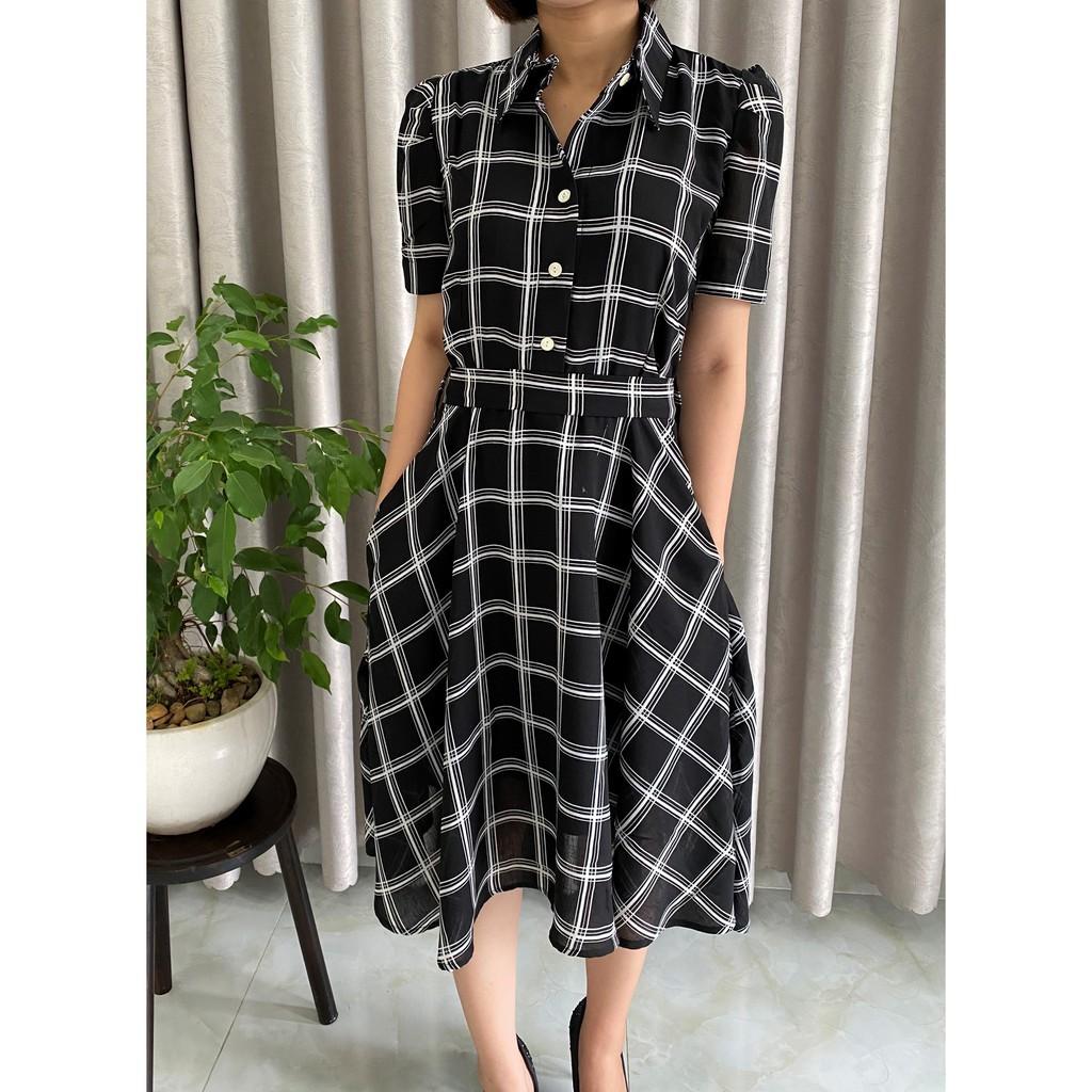 Đầm Váy Nữ Sơ Mi Kẻ Caro Sang Chảnh - QA0041