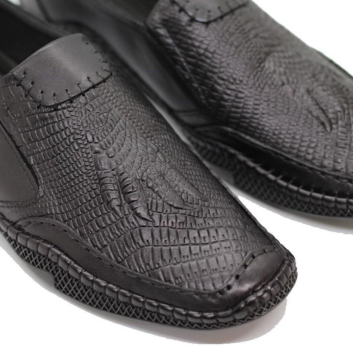 Giày lười nam Da Bò dập tay cá sấu 2 màu nâu và đen ( HÀNG HỘP)