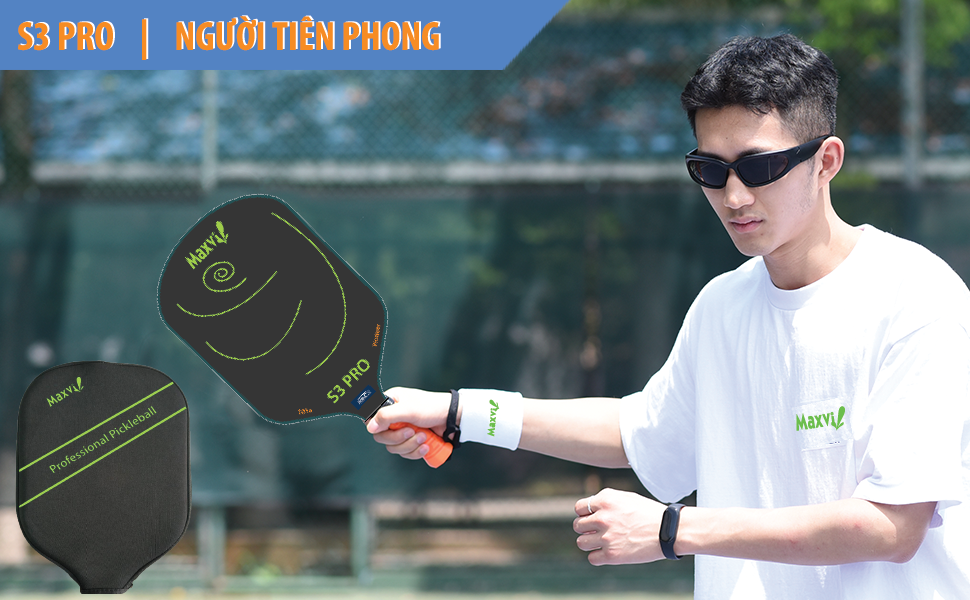VỢT PICKLEBALL MAXVI S3 PRO MẶT SỢI CARBON T300 DÀNH CHO NGƯỜI BẮT ĐẦU CHƠI - ĐÁNH CỰC ĐÃ