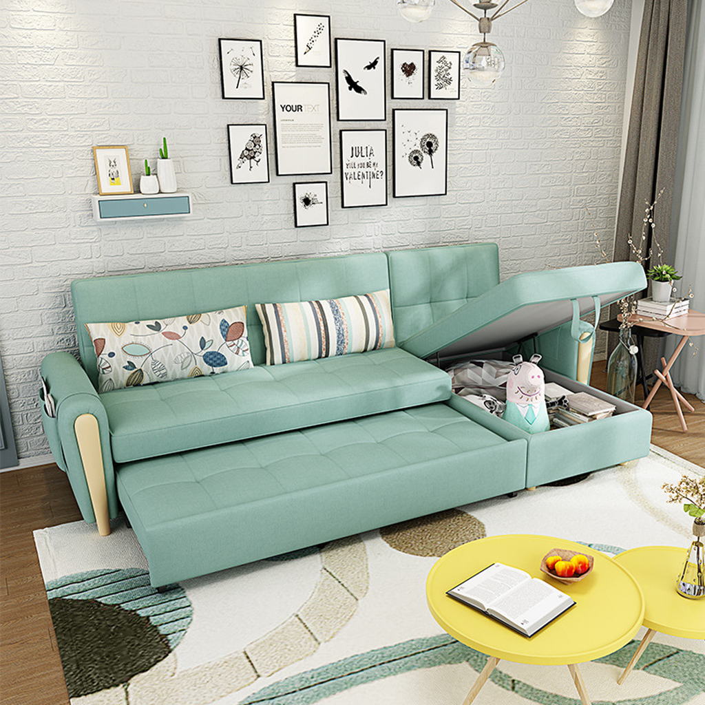 Sofa Giường Góc Chữ L Cao Cấp HGK-19, Ghế Sofa Bed Kéo Ra Thành Giường Tiện Lợi Cho Phòng Khách