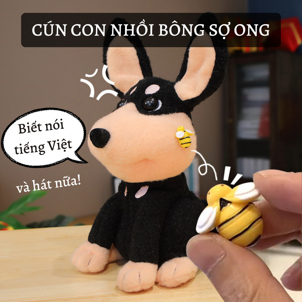 Cún Bông Điện Tử Sợ Ong cún có thể sủa và hát đuôi vẫy đuôi - Chó Bông Đồ Chơi Có Thể Chạy Sủa Dùng Pin Hàng Hot 2023