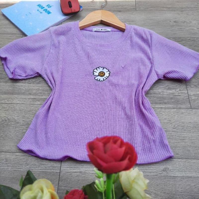 áo croptop thiêu hoa cúc body 4 màu xinh xắn