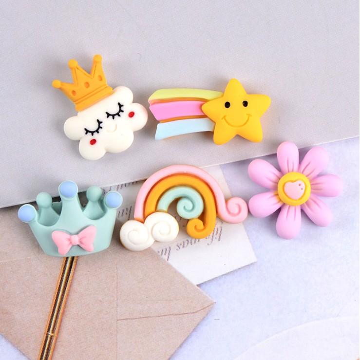HN * Charm đám mây, cầu vồng, sao băng trang trí kẹp tóc, vỏ ốp điện thoại, DIY