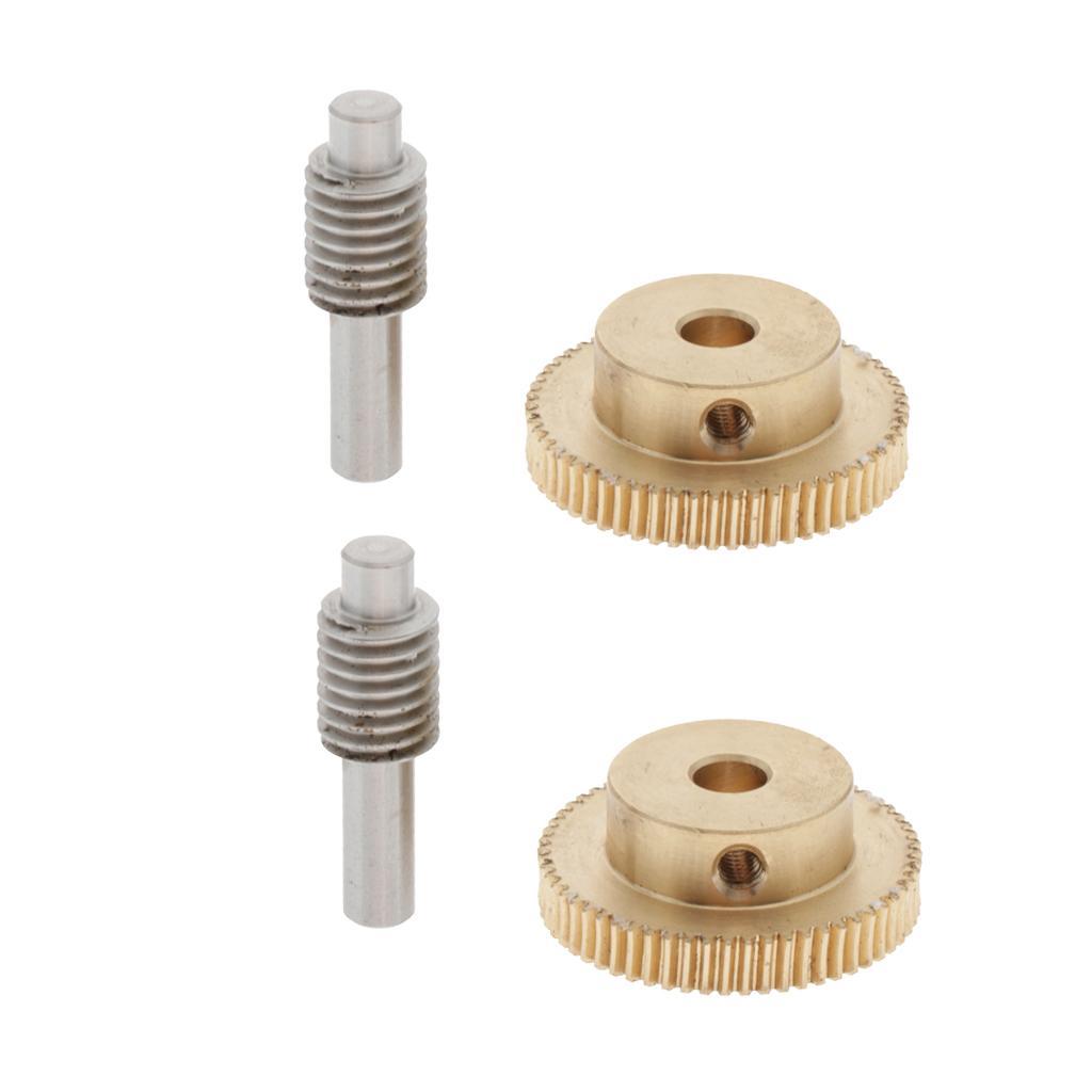 0.5 Modulus Brass Worm Gear Wheel 60 Tooth + Steel Gear Shaft Set 2X