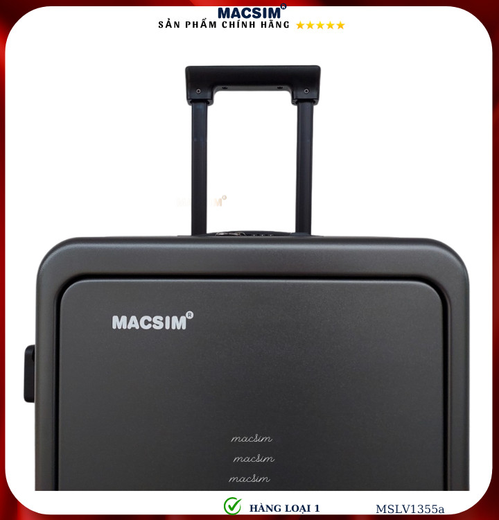 Vali cao cấp Macsim SMLV1355a cỡ 20 inch, 26 inch màu WHITE, GRAY, BLACK - Hàng loại 1