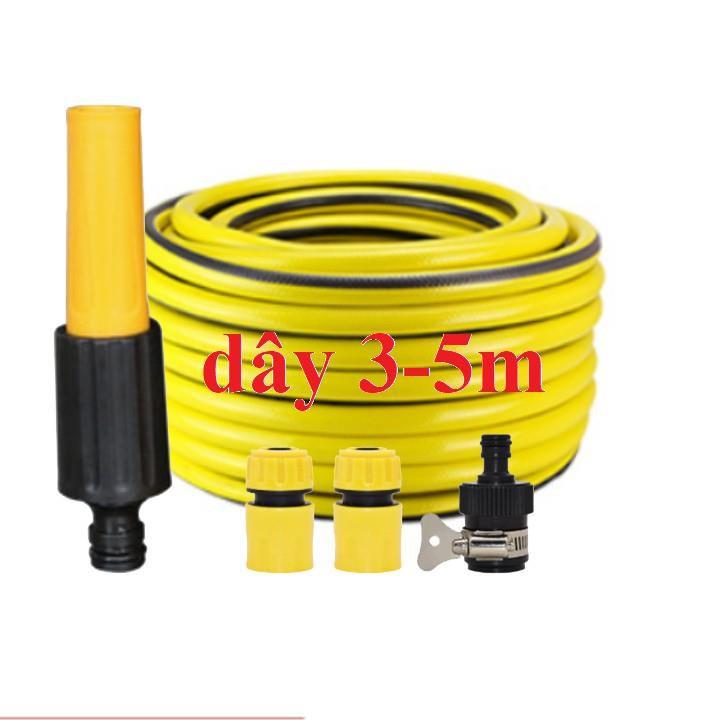 Bộ dây vòi xịt nước rửa xe, tưới cây . tăng áp 3 lần, loại 3m, 5m 206622-5Kcút sập, nối, d.vàng TL