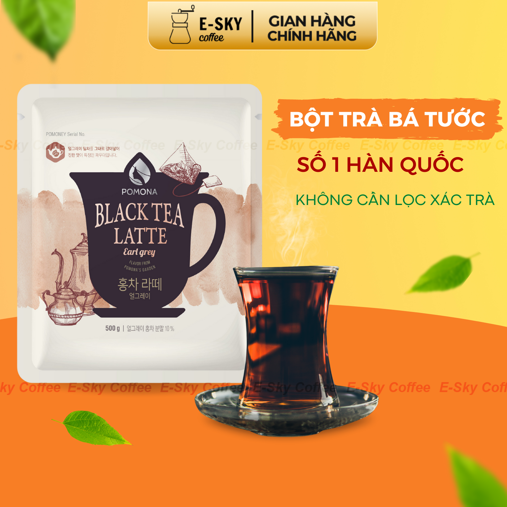 Bột Trà Bá Tước Pomona Earl Grey Tea Powder Nguyên Liệu Pha Chế Trà Sữa Milk Foam Hàn Quốc 500g