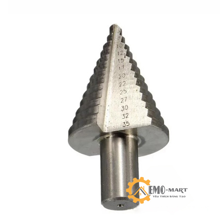 ️ ️ Mũi khoan tháp ️ Thép HSS siêu cứng phủ titanium bạc - Bước mũi khoan từ 6 đến 60mm - Trục 12mm