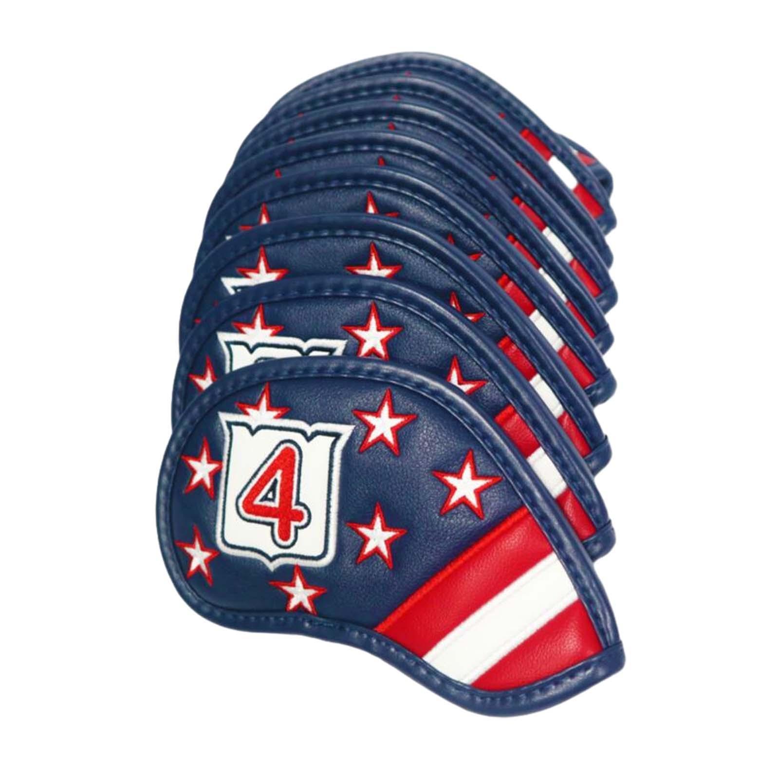 9x Golf Iron Headcovers Golf Iron Club Head Covers Lightweight 4,5,6,7,8,9,P,A,S PU Protective Headcover Sleeve for Men Women