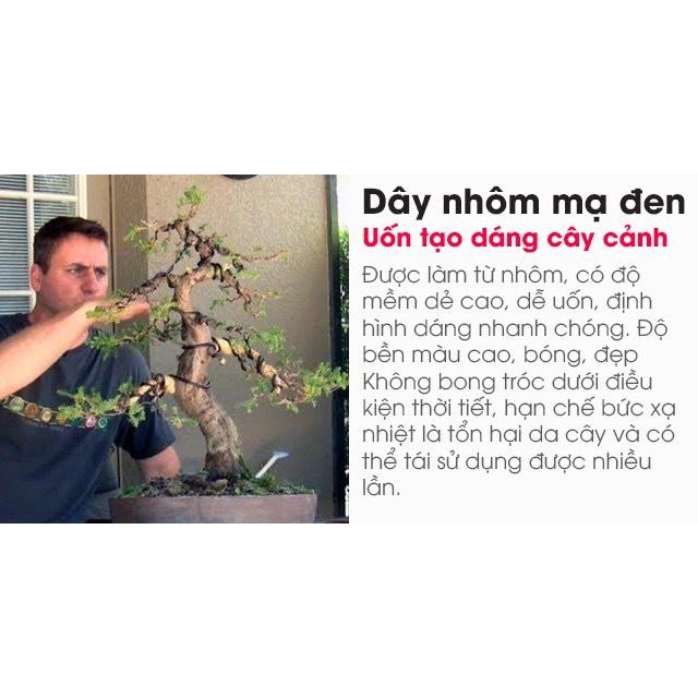 1kg Dây nhôm uốn cây cảnh ( loại 5mm ), cây cảnh bonsai, dây màu đen mềm, dể uốn