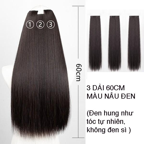 Sét 3 dải Kẹp Tóc Giả Kẹp thẳng cao cấp làm dày tóc, tự nhiên mềm đẹp
