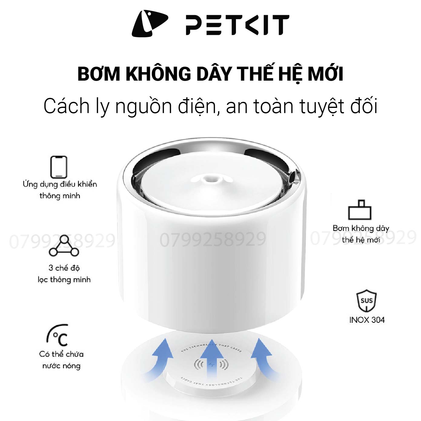 Máy lọc nước cho mèo PETKIT Eversweet 7 bơm không dây thế hệ 4.0 tia UVC INOX304 - HeLiPet