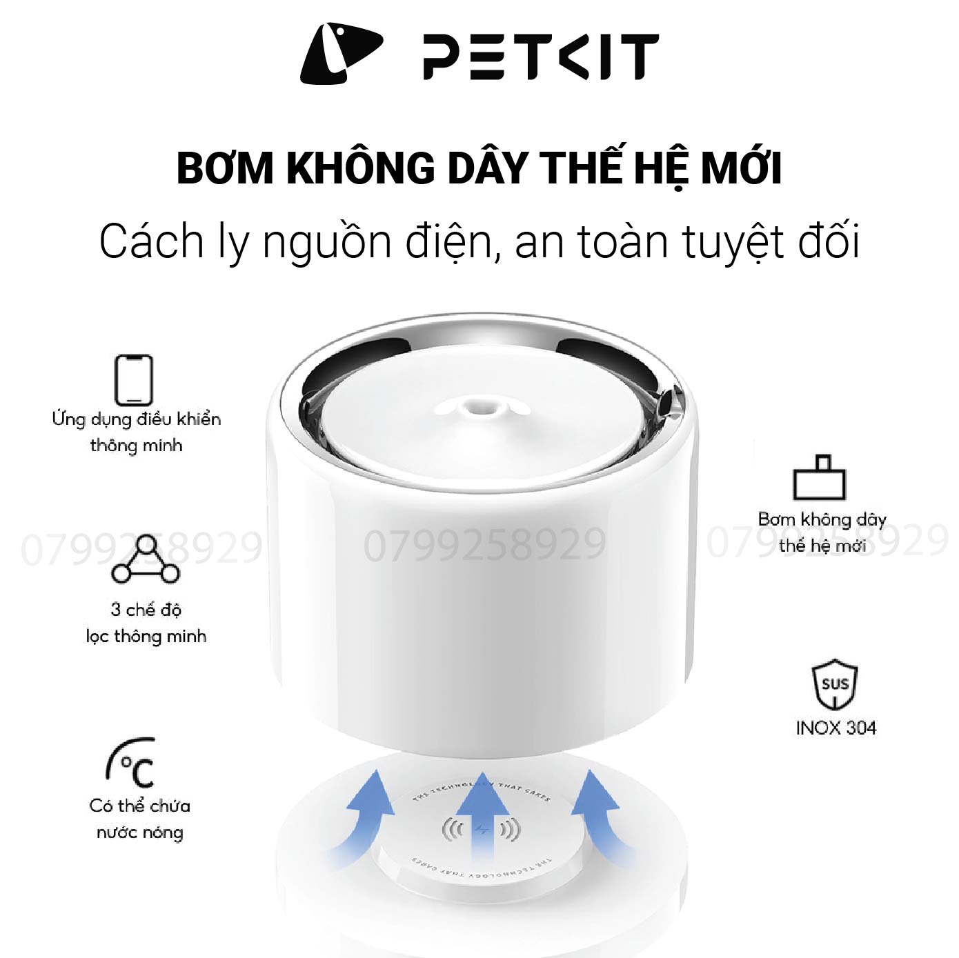 [NEW 2024] Máy lọc nước cho mèo PETKIT Eversweet 7 (3 Pro UVC) bơm không dây thế hệ 4.0 tia UVC INOX304 - HeLiPet