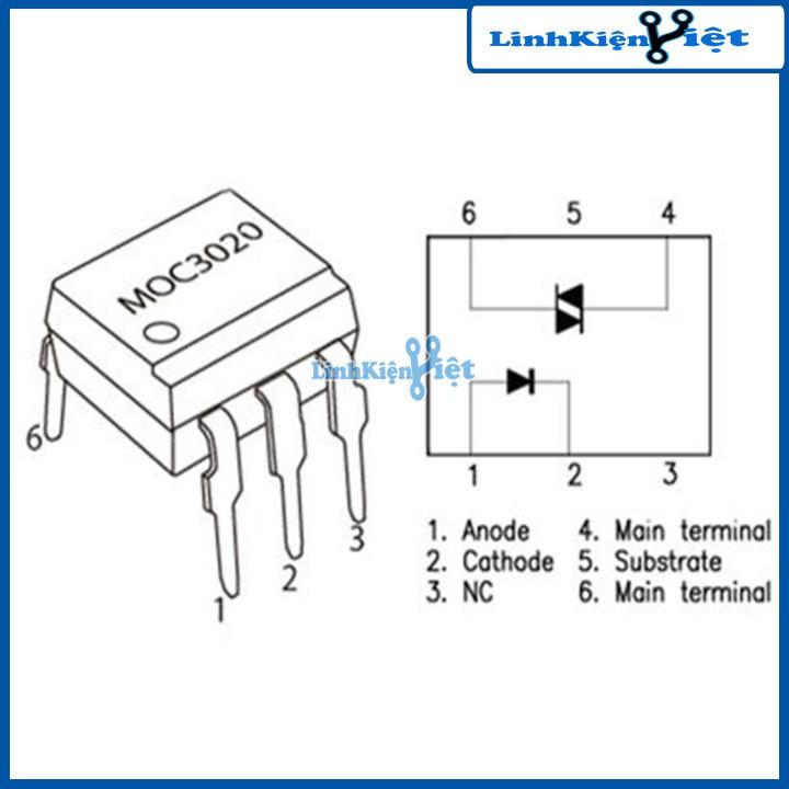 Linh kiện bán dẫn MOC3020 chân cắm DIP6