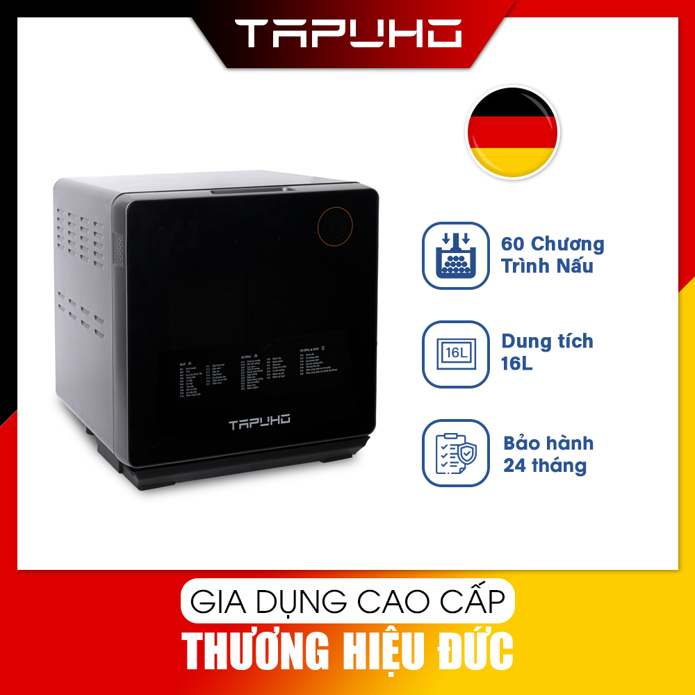 Nồi Chiên Hơi Nước Tapuho TSF16 Dung Tích 16L Công Suất 2800W 60 Chương Trình Nấu Tự Động Quay Gà Nguyên Con Hàng Chính Hãng