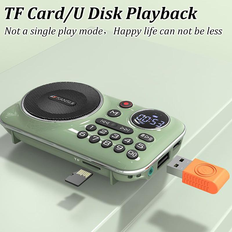 Đài phát thanh Outdoor FM FM FM cho người cao tuổi Bluetooth 5.0 Loa Mape Music Trình phát hỗ trợ ghi âm ghi âm Color: Grass Green