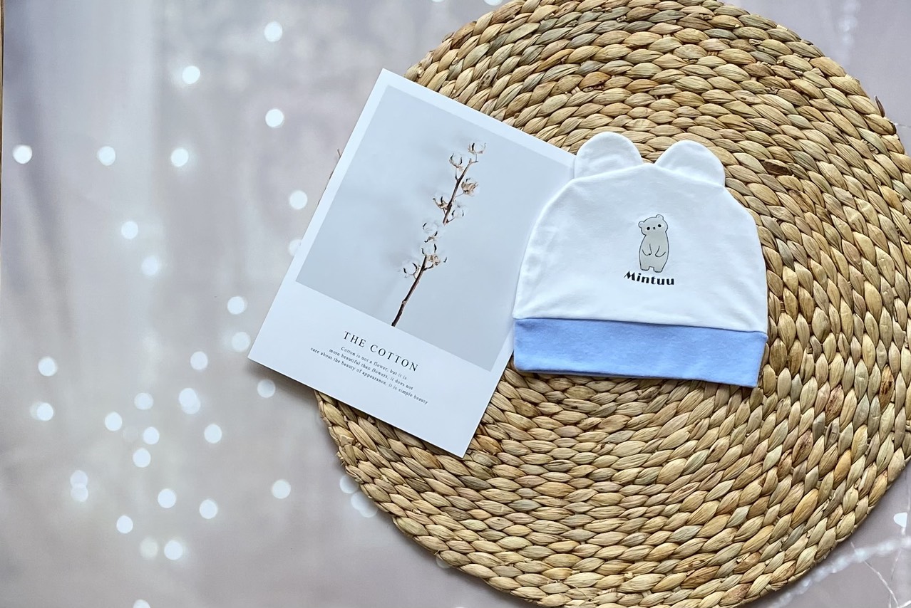 Mũ sơ sinh tai thỏ thương hiệu MINTUU First Choice, chất liệu vải 100% cotton 4 chiều