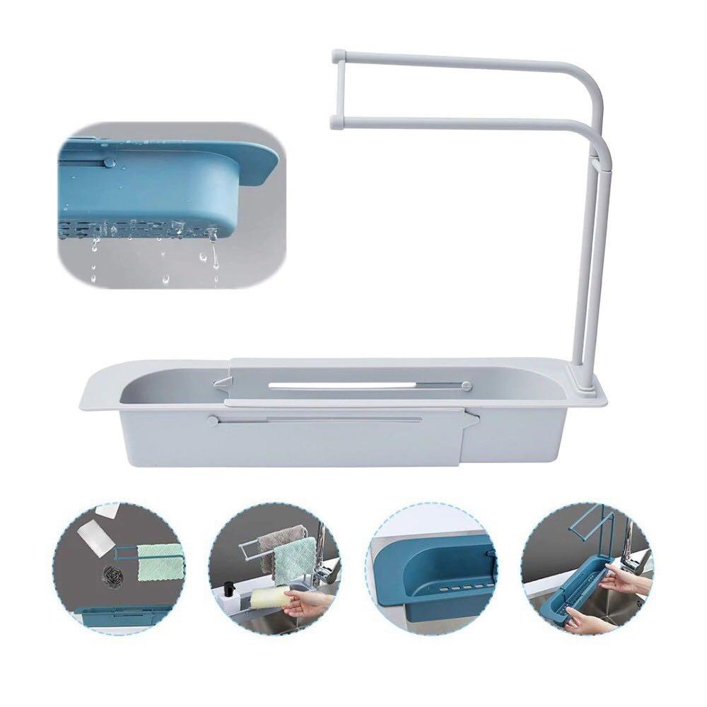 KHAY NHỰA GÁC BỒN RỬA CHÉN ĐA NĂNG ĐIỀU CHỈNH ĐƯỢC ĐỘ DÀI CÓ GIÁ TREO KHĂN TIỆN LỢI