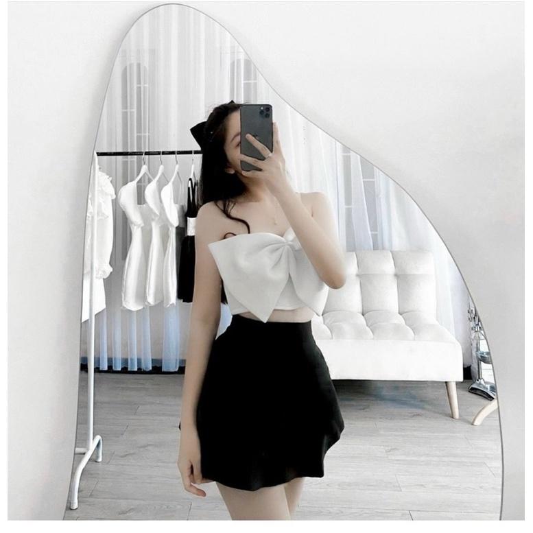 SET ÁO CROPTOP NƠ NGỰC KÈM CHÂN VÁY