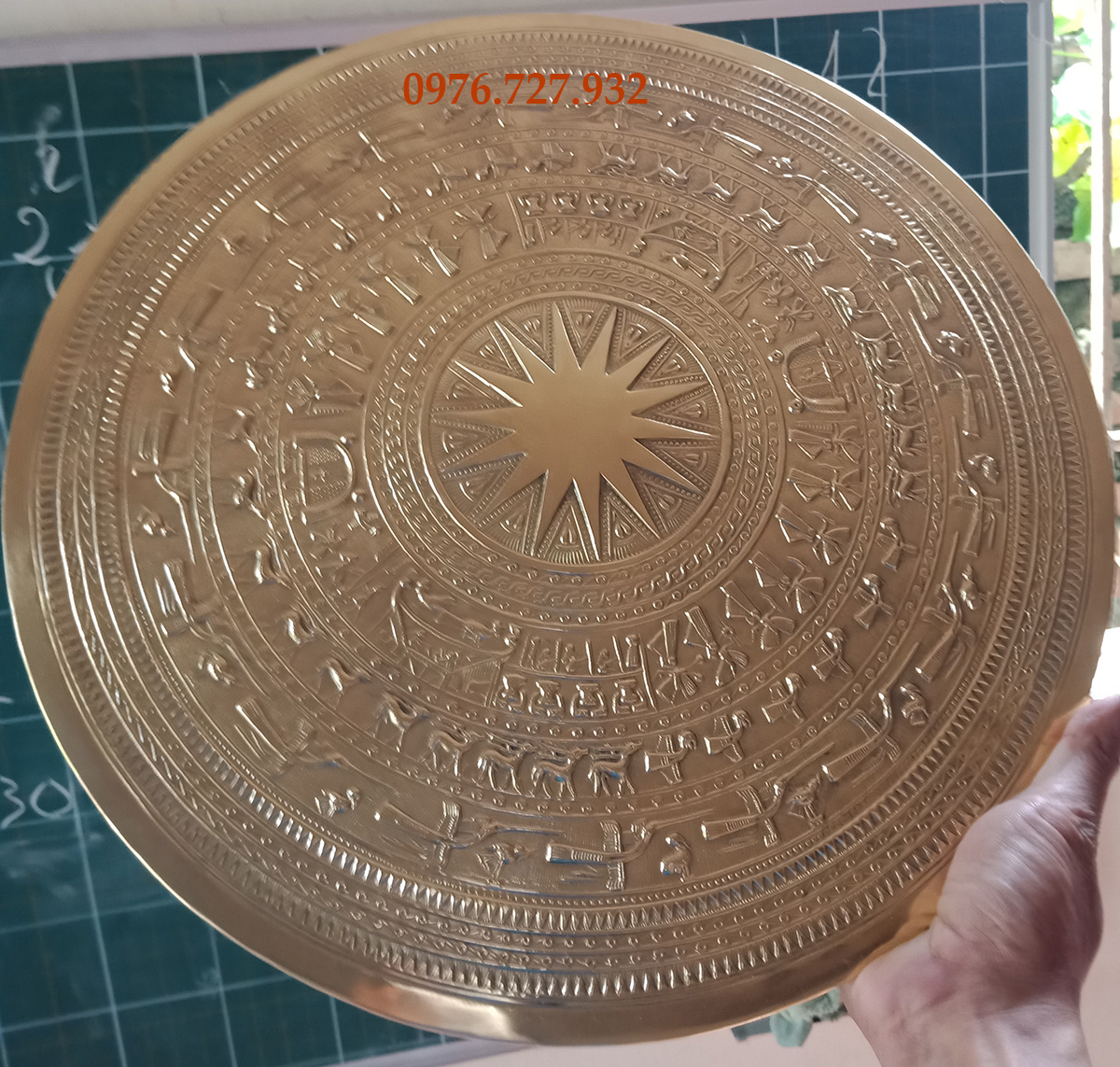Mặt trống đồng vàng đường kính 40cm, mặt trống đồng, mat trong dong