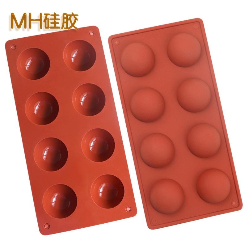 Khuôn Silicon Hình Tròn 8 Bán Cầu Đổ Socola/Thạch/Đá/Kẹochipchip/Pudding