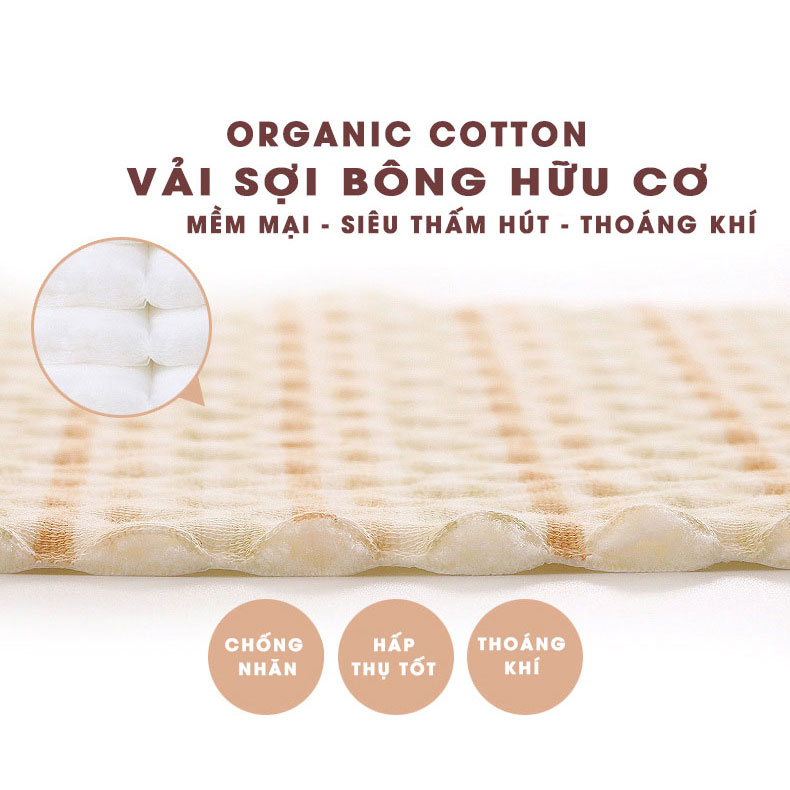 Tấm lót chống thấm cho bé Organic Good Cotton Babyup. Miếng lót chống thấm 4 lớp. Tấm lót thay tả mềm mại, thoáng khí, siêu thấm hút, có thể giặt, an toàn cho bé