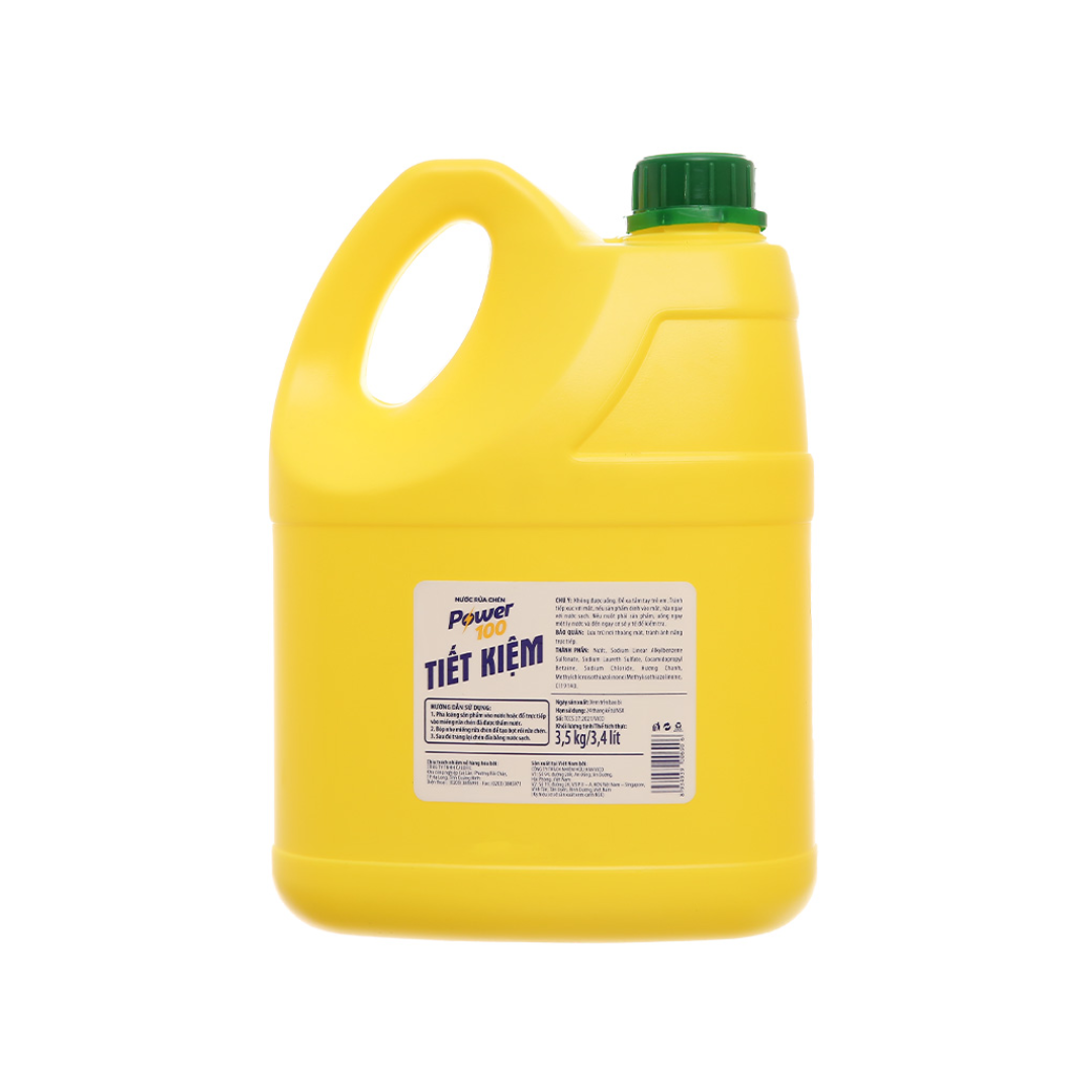 Can Nước Rửa Chén POWER100 Tiết Kiệm Hương Chanh 3.5KG