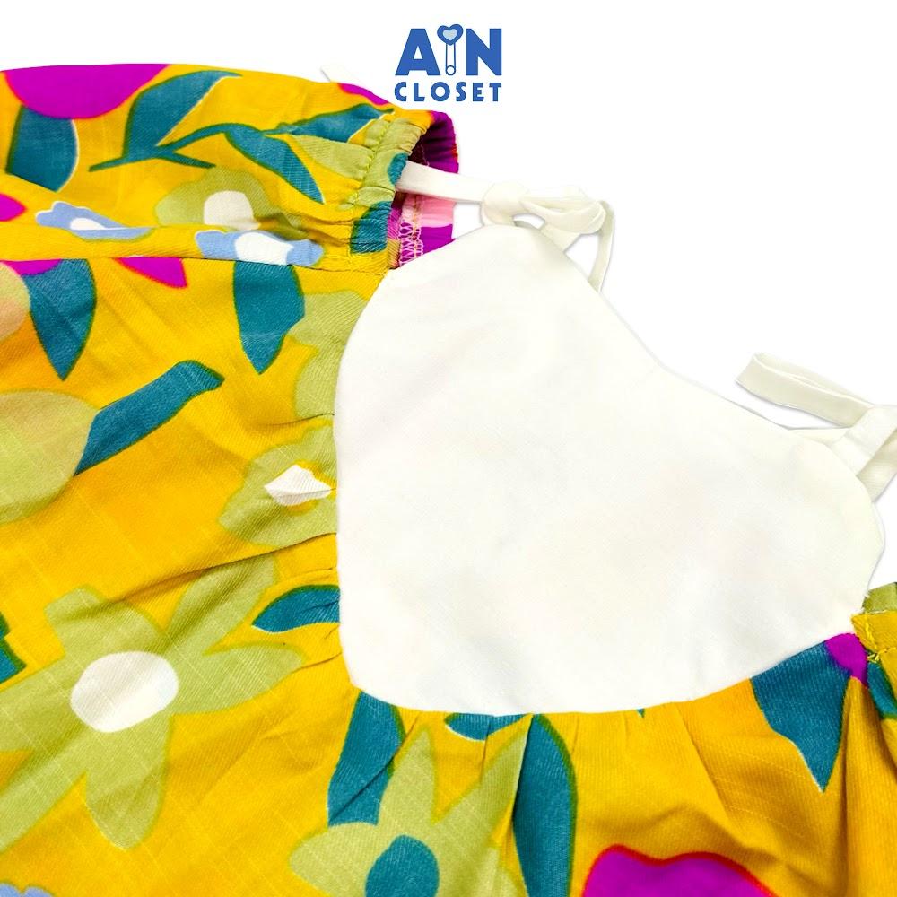 Đầm bé gái họa tiết Hoa Lá Vàng đũi tằm. - AICDBGFNGMH7 - AIN Closet