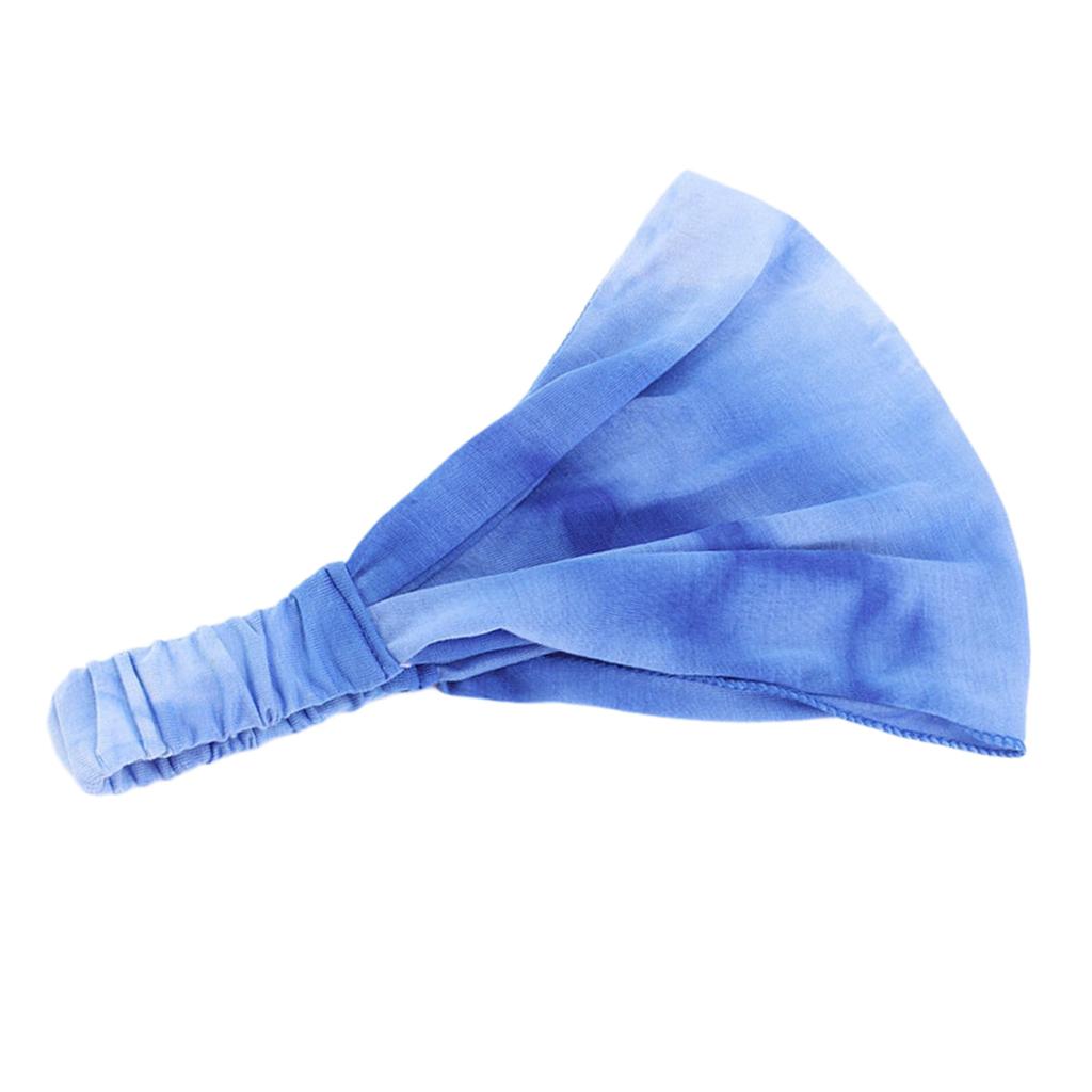 Tie-Dye Headband Stretch Wide Hair Wrap Hair Band Yoga Headwear Yellow
