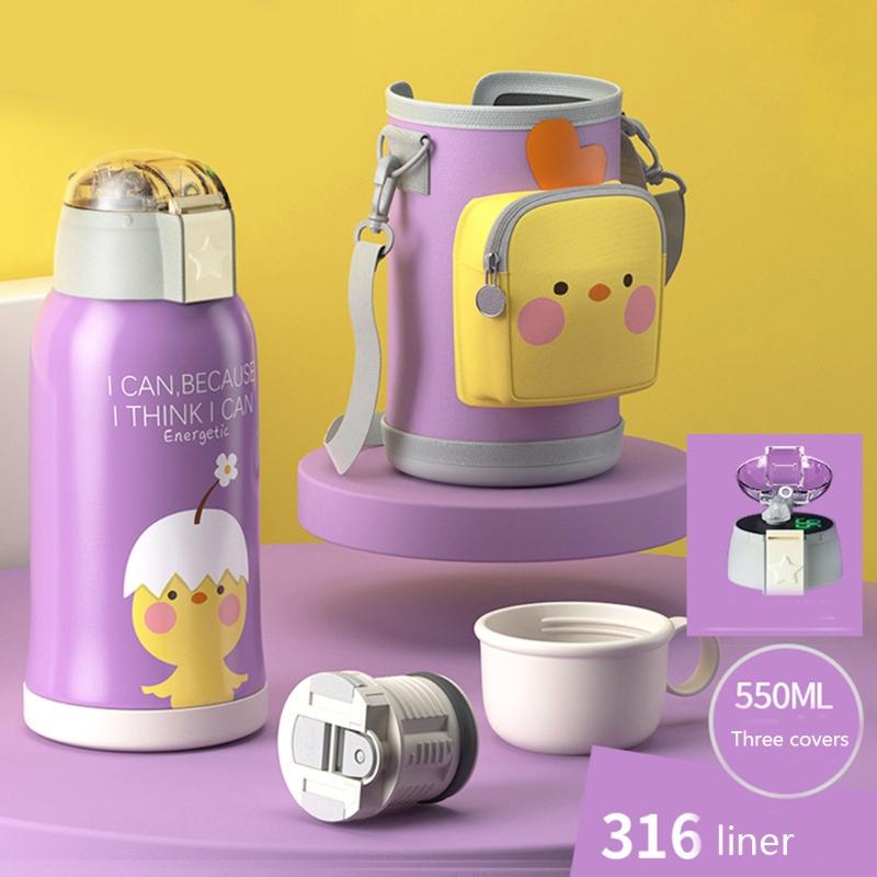 QXNA Hoạt Hình Dễ Thương Hút Chân Không Cách Nhiệt Nước Đơn Giản Nhiệt Căng Tin Cốc Di Động