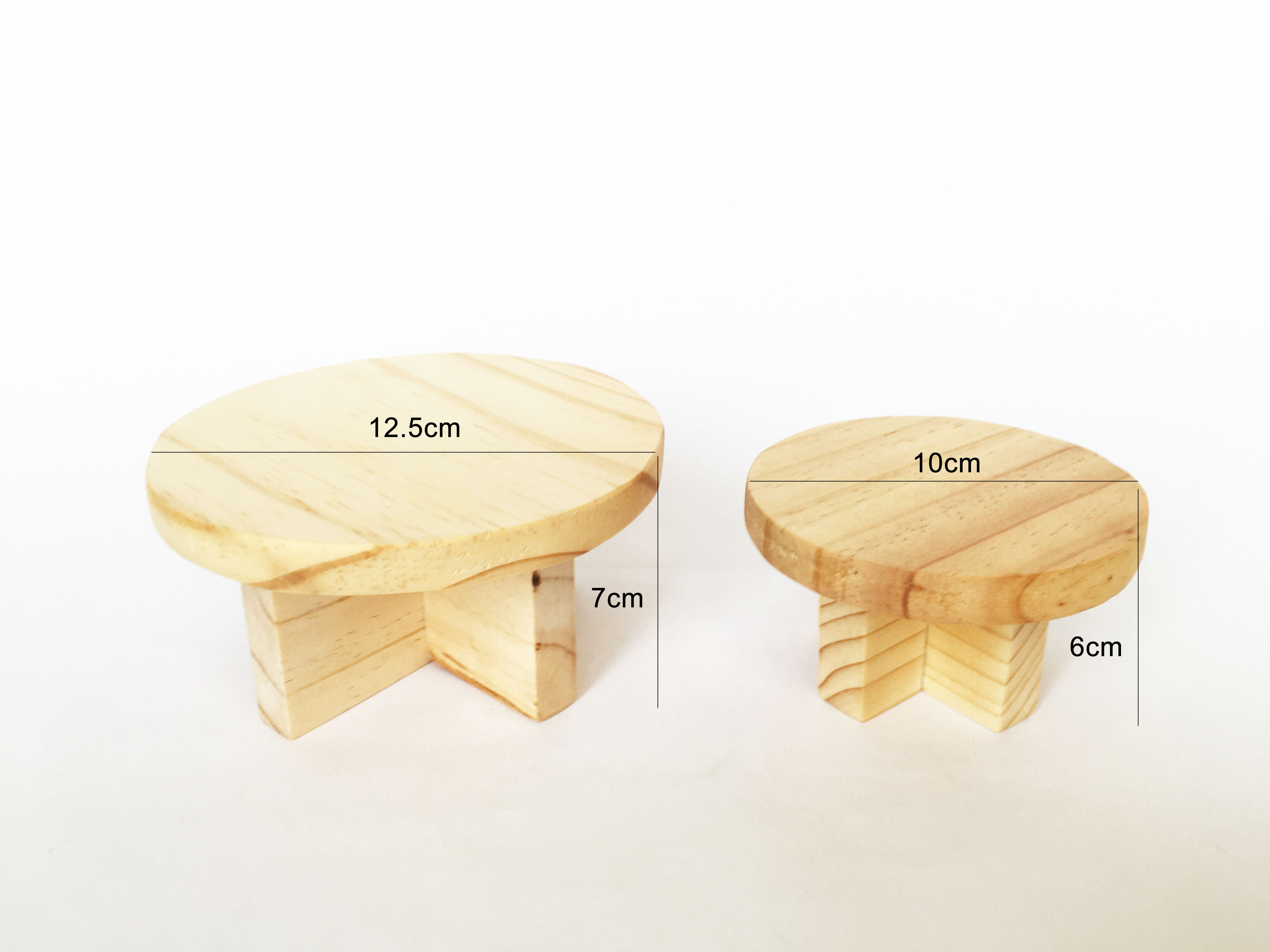 Chân gỗ , Đôn gỗ, bàn tròn mini từ gỗ thông dùng kê chậu, trang trí, decor (10x6cm, 12.5x7cm)