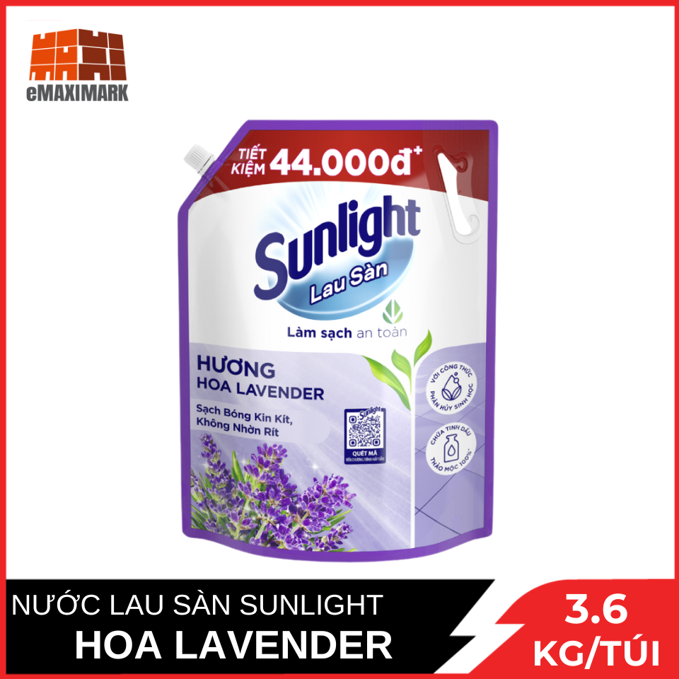 Nước Lau Sàn Sunlight Hương Hoa Lavender Túi 3.6kg