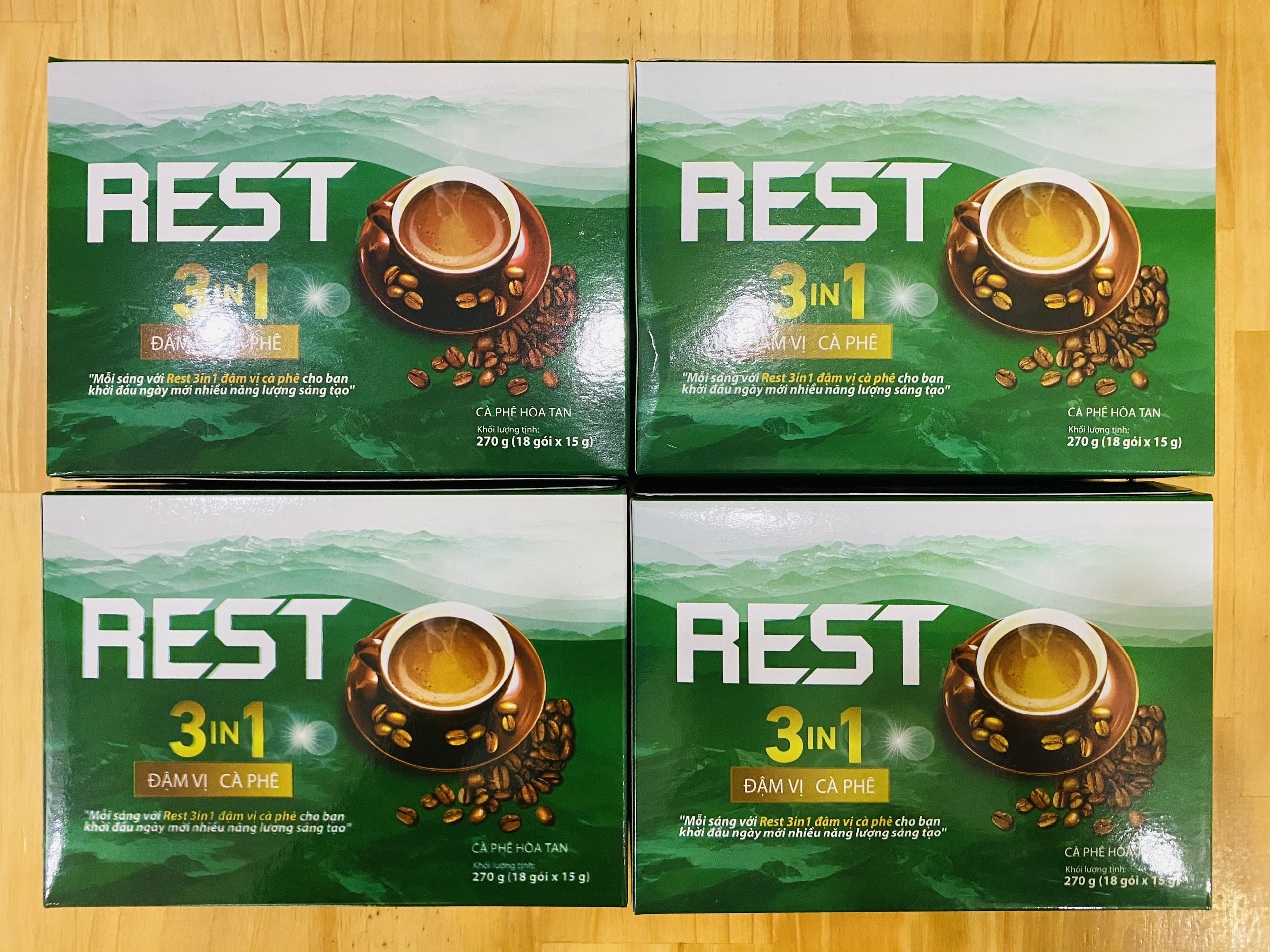 Cà phê hòa tan REST 3in1 ĐẬM VỊ CÀ PHÊ  hộp 18 gói 15g