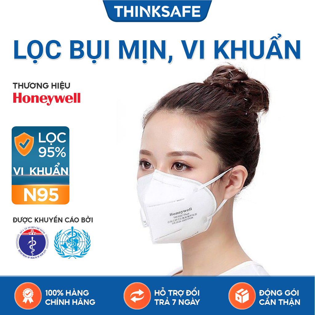 Khẩu trang lọc bụi Honeywell H910 Plus N95 - Khẩu trang 3D đạt tiêu chuẩn Niosh N95 chống bụi phòng độc - Khẩu trang phòng dịch dây đeo qua gáy